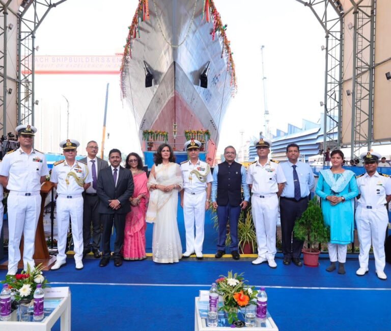 LAUNCH OF NEXT GENERATION OFFSHORE PATROL VESSEL(YARD 3037, SHRUTI) AT M/s GRSE, KOLKATA.