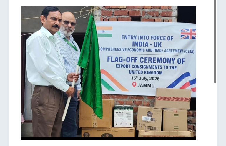 Leather Consignment Flagged Off at Vijaypur Under India–UK CETA99.5 per cent of Indian products to enjoy duty-free access to UK