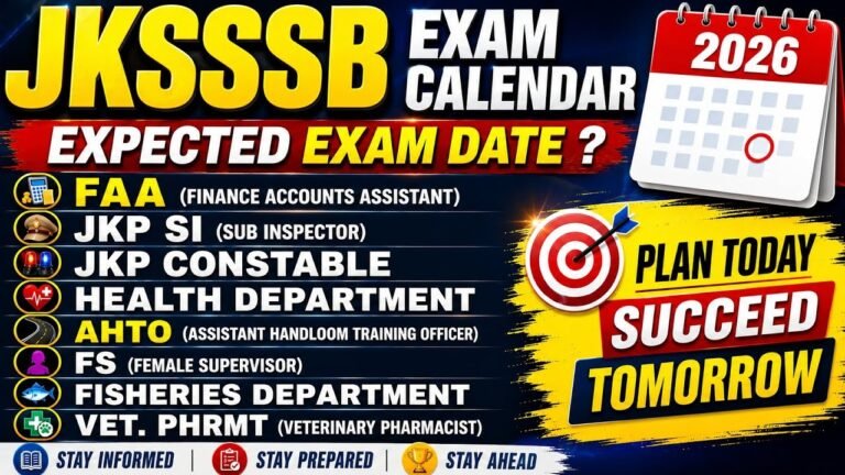 JKSSB Released Update Exam Calender